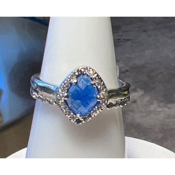 Ring Bomb Party Ring , size 7, blue stone ring silver band - Picture 1 of 5